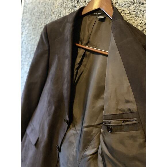 Zara Mens size 36 Brown Velvet Sport Coat Cotton Blazer pockets Jacket solid - Picture 8 of 13